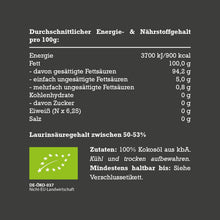 Carica l'immagine nel visualizzatore di Gallery, mituso Ingo Steyer KG Olio di Cocco Biologico, Nativo, in Vetro - 1 l