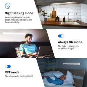 OUILA Luce Armadio LED, Armadio Led con Sensore di Movimento, Magnetica Ricaricabile Luce Led Sottopensile Dimmerabile Lampada per Cucina Scale Corridoio Soggiorno Bagno Camere da Letto (6000K)