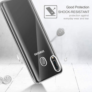 Leathlux Cover Samsung Galaxy A20e Custodia Trasparente + 2 × Pellicola Vetro Temperato Galaxy A20e, Morbido Silicone Custodie Protettivo TPU Gel Sottile Cover per Samsung Galaxy A20e 5.8"