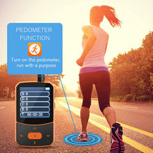 Carica l'immagine nel visualizzatore di Gallery, Lettore MP3 Bluetooth 5.0 – MP3 Bluetooth Running, suono di fascia alta, radio FM, registrazione vocale, e-book, pedometro, schermo a colori da 1,5 pollici, supporto fino a 128 GB di schede