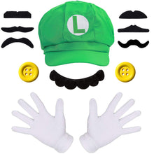 Carica l'immagine nel visualizzatore di Gallery, iZoeL Super Luigi Costume, Capello 2X Guanti 7X Barba 5cm Buttons... - Ilgrandebazar