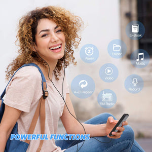 AGPTek - Lettore MP3 da 8 GB con Schermo 1,8 Pollici con Radio FM e Registratore e70 ore di riproduzione prolungata, Nero Nero 8G