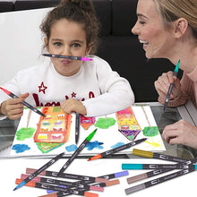 Carica l&#39;immagine nel visualizzatore di Gallery, 132 Brush Pen Lettering Pennarelli a Doppia Punta Artistici con Punta a Pennello per Calligrafia Colorazione, Disegno, Pittura per Adulti