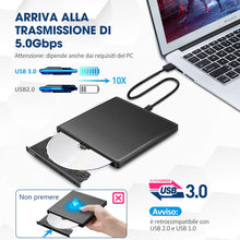 Carica l&#39;immagine nel visualizzatore di Gallery, VicTsing Masterizzatore Dvd CD Esterno, unità Esterna USB 3.0 con Nero - Ilgrandebazar