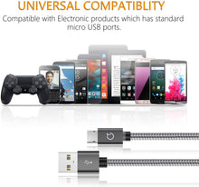 Carica l'immagine nel visualizzatore di Gallery, Gritin Cavo Micro USB, [3 Pezzi:1m,1.5m,2m] Nylon Intrecciato Cavo USB Micro USB-Trasferimento Dati e Ricarica per Android, Samsung, Nexus, LG, Sony, HTC, Motorola, Kindle, Nokia e Altri(Grigio)