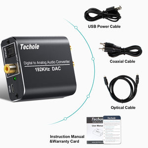 Techole Convertitore Audio Digitale 55*60*24mm, Senza controllo del volume - Ilgrandebazar