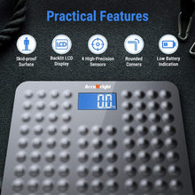 Carica l&#39;immagine nel visualizzatore di Gallery, ACCUWEIGHT Bilancia Pesa Persona Digitale con Superficie Antiscivolo Bilancia Pesapersone Elettronica con Tecnologia Step-on e Display Retroilluminato da 3,6&quot;, 180 kg/400 lb, Grigia