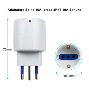 EXTRASTAR Set 4 Adattatori da Schuko a Spina presa- 4 Pezzi, Bianco - Ilgrandebazar