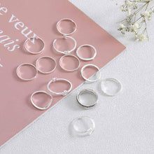 Carica l'immagine nel visualizzatore di Gallery, Simsly - Anelli vintage a forma di stella e luna, in argento, per donne e ragazze (set da 12 pezzi)