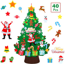 Carica l&#39;immagine nel visualizzatore di Gallery, WOTEK Albero Natale Feltro DIY Alberi Natale Artificiali Addobbi Educativo Giocattolo Regalo Bambini per Decorazioni Murali Natalizie da Parete, Porte, Ufficio, Aula - 40 Ornamenti (100cm*60cm)