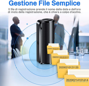 Registratore Vocale, Mini Registratore Vocale Spia da 16GB con Attivazione Vocale-Durata Batteria di 19 giorni, Registratore impermeabile, un Pulsante per Registrare/Salvare, Ricaricabile