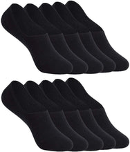Carica l'immagine nel visualizzatore di Gallery, YOUCHAN Calzini Donna Uomo Fantasmini Calze 10 Paia Invisibili Sportive Antiscivolo Cotone con Taglio Basso-Nero-43-46