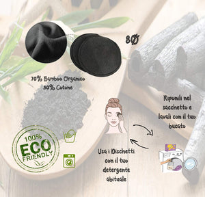 Dischetti Struccanti Lavabili, 16 Neri Bamboo Cotone... - Ilgrandebazar