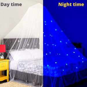 Baldacchino Glow in the Dark per Letto per Bambini o Culla Tenda Gioco Zanzariera Grande con Stelle Luminose
