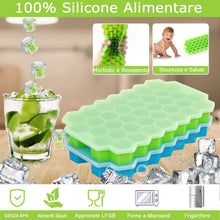 Carica l&#39;immagine nel visualizzatore di Gallery, Fenvella Cubetti Ghiaccio, 2 Pezzi Ghiaccio Silicone con Coperchio, Ghiaccio Stampo Senza BPA per Acqua, Whisky, Succo di Frutta, Cocktail e Altre Bevande.