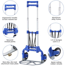 Carica l&#39;immagine nel visualizzatore di Gallery, Carrello a Mano Pieghevole Finether da Trasporto in Alluminio Blue - Ilgrandebazar