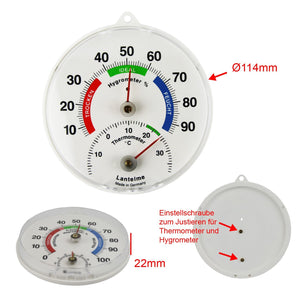 Lantelme 4127 termometro combinata / igrometro analogico Diametro 11,5 bianco - Ilgrandebazar