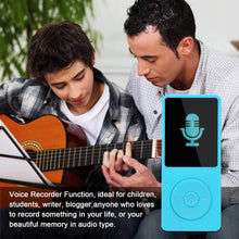 Carica l'immagine nel visualizzatore di Gallery, COVVY Slim Music Player 8GB portatile Lossless Sound 70 ore di schermo MP3 supporta fino a 64 GB (Azzurro)