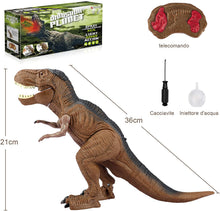 Carica l'immagine nel visualizzatore di Gallery, Baztoy Dinosauro Telecomandato Giocattolo - Giochi Animali T Rex Drago Gadget con funzione Spruzzare e Suoni per Bambini Educativi Compleanno Natale Regali Ragazzi Ragazze 3 4 5 6 7 8 9 10 11 12 Anni Marrone