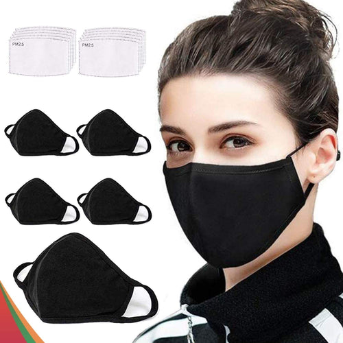 Copertura in cotone lavabile e riutilizzabile, antipolvere e traspirante, adatta per corsa e ciclismo (5 confezioni + 10 filtri)