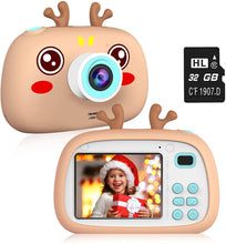 Carica l&#39;immagine nel visualizzatore di Gallery, 2NLF Macchina Fotografica Bambini HD da 2.4&#39;&#39; Fotocamera per Bambini 8MP 1080P Custodia Protettiva in Silicone con Cordino 32G TF Card Regalo di Natale Capodanno dai 3 ai 10 Anni