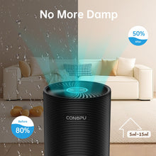 Carica l'immagine nel visualizzatore di Gallery, CONOPU Deumidificatore Casa Portatile Muffa, Deumidificatore Silenzioso con 7 colori Luce, Risparmio Energetico, Spegnimento Automatico, Deumidificatore per Armadio Ambiente Bagno, OZC20S03 Nero