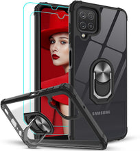 Carica l'immagine nel visualizzatore di Gallery, LeYi per Cover Samsung Galaxy A12/M12 5G con Vetro Temperato [2 Pack],Trasparente Custodia Rigida Silicone con Anello Rinforzata Antiurto Bumper per Custodie Samsung Galaxy A12 5G Nero