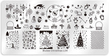 Carica l&#39;immagine nel visualizzatore di Gallery, Biutee - Set di 6 stampi per nail art, con timbro e raschietto, motivo: Babbo Natale/albero di Natale/pupazzo di neve per lei