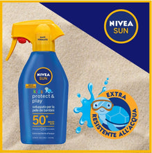 Carica l'immagine nel visualizzatore di Gallery, NIVEA SUN KIDS Maxi Spray Solare Kids Protect &amp; Play FP50+ in Flacone da 300 ml, Crema Solare per Bambini Resistente all'Acqua, Protezione Solare per Pelli Delicate Protezione Molto Alta FP50+