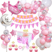 Carica l'immagine nel visualizzatore di Gallery, Decorazioni per Feste di Compleanno con Cake Topper DIY, Happy Birthday Banner di Buon Compleanno, Rosa Palloncini con Coriandoli con Lettere, per Ragazza Compleanno Decorazioni Feste