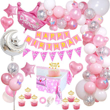 Carica l'immagine nel visualizzatore di Gallery, Decorazioni per Feste di Compleanno con Cake Topper DIY, Happy Birthday Banner di Buon Compleanno, Rosa Palloncini con Coriandoli con Lettere, per Ragazza Compleanno Decorazioni Feste