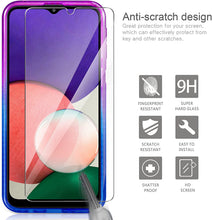 Carica l'immagine nel visualizzatore di Gallery, AROYI Cover Compatibile per Samsung Galaxy A22 5G (Non per A22 4G), 2 Pezzi Pellicola Protettiva in Vetro Temperato, Brillantini Diamond Sabbie Mobili TPU Silicone Custodia, Porpora Blu Gradient