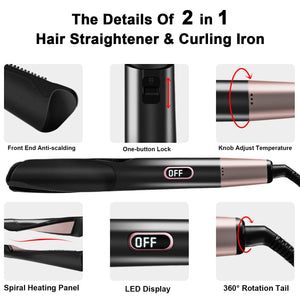 Xnuoyo Piastra Capelli Ricci e Lisci Professionale, Design 2 in 1 Semplice...