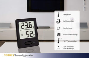 TFA Dostmann - Termometro e igrometro, Nero, 46 x 18 x 46 x 18 x 59 cm, nero - Ilgrandebazar