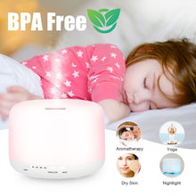 Carica l&#39;immagine nel visualizzatore di Gallery, 500ml Diffusore di Oli Essenziali, Senza BPA Umidificatore ad Ultrasuoni con Telecomando e 7 Diverse Luci Mutevoli -Spegnimento Automatico Senza Acqua