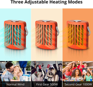 Termoventilatore Riscaldatore Elettrico Rapido Ceramica,500W/1000W Stufe Elettriche Portatile PTC Riscaldamento Rapido,Protezione da Surriscaldamento, Basso Consumo Silenzioso per Casa Ufficio