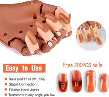 Carica l'immagine nel visualizzatore di Gallery, Manicure Dito di Formazione, Mano per Pratica Unghie professionali, Flessibile Mano Pratica per Unghie Finte Nail Art con 200 pezzi Tip Unghie Finte Regolabili