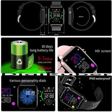 Carica l'immagine nel visualizzatore di Gallery, DigiKuber Smartwatch Orologio Fitness Tracker Uomo Donna, Impermeabile IP68 Cardiofrequenzimetro Notifica Messaggi Pedometro Polso Orologio Sportivo Calorie Activity Tracker per Android iOS (Nero)