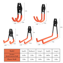 Carica l&#39;immagine nel visualizzatore di Gallery, Ganci doppi in acciaio per riporre attrezzi elettrici, capannoni, scale,...