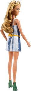 Barbie- Fashionistas Bambola con Vestito Denim, FXL48