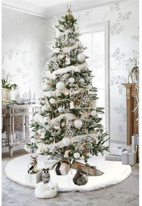 arekeke Tappeto per Albero di Natale, Gonna Copertura di Base Bianco Peluche Pannello Esterno Albero Natale per Decorazione di Festa di Natale (90cm)