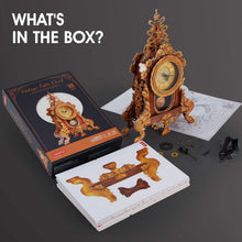 Carica l'immagine nel visualizzatore di Gallery, CubicFun Puzzle 3D Orologio a Pendolo Kit Modello Retro Orologio da Scrivania Fai-da-Te Kit di Costruzione Decorazioni Casa Unica Regalo Rompicapo per Bambini e Adulti, 128 Pezzi