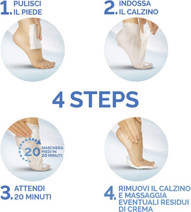 Scholl Pedimask Maschera Piedi Nutriente con Olio di Macadamia, 4 Paia di Calzini Idratanti, Tempo di azione: 20 minuti