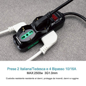 EXTRASTAR Presa con interruttore automatico di protezione 10 6 Posti, Nero - Ilgrandebazar