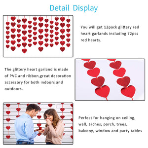 LANMOK Decorazione Bandiera Cuore,12 Pezzi Cuore San Valentino...