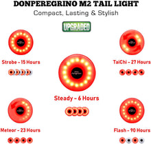 Carica l'immagine nel visualizzatore di Gallery, DONPEREGRINO M2 - LED Luce Bici Fino a 90 Ore di Illuminazione, Fanale Posteriore Bicicletta Ricaricabile USB con 5 modalità Fisse Flash