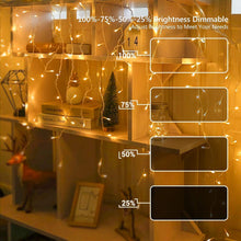 Carica l&#39;immagine nel visualizzatore di Gallery, Luci Natale Esterno Cascata, BrizLabs 8.8M 360 LED Tenda Luminosa Catena Luminosa Interno Luci Stringa Decorazione Natalizie 8 Modalità con Telecomando per Casa Feste Giardino Finestra, Bianco Caldo