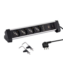 Carica l&#39;immagine nel visualizzatore di Gallery, Electraline 61905 Multipresa 4 Posti 4 + 3USB, Nero/Argento - Ilgrandebazar