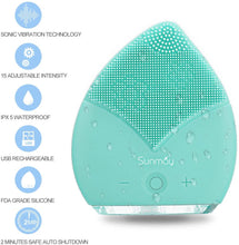 Carica l&#39;immagine nel visualizzatore di Gallery, 【Sunmay Leaf】SUNMAY Spazzola Viso Pulizia Silicone, Massaggiatore Elettrico del viso Impermeabile Detergente viso e Esfoliante, Ricaricabile con vibrazioni Sonico Dispositivo di Pulizia del