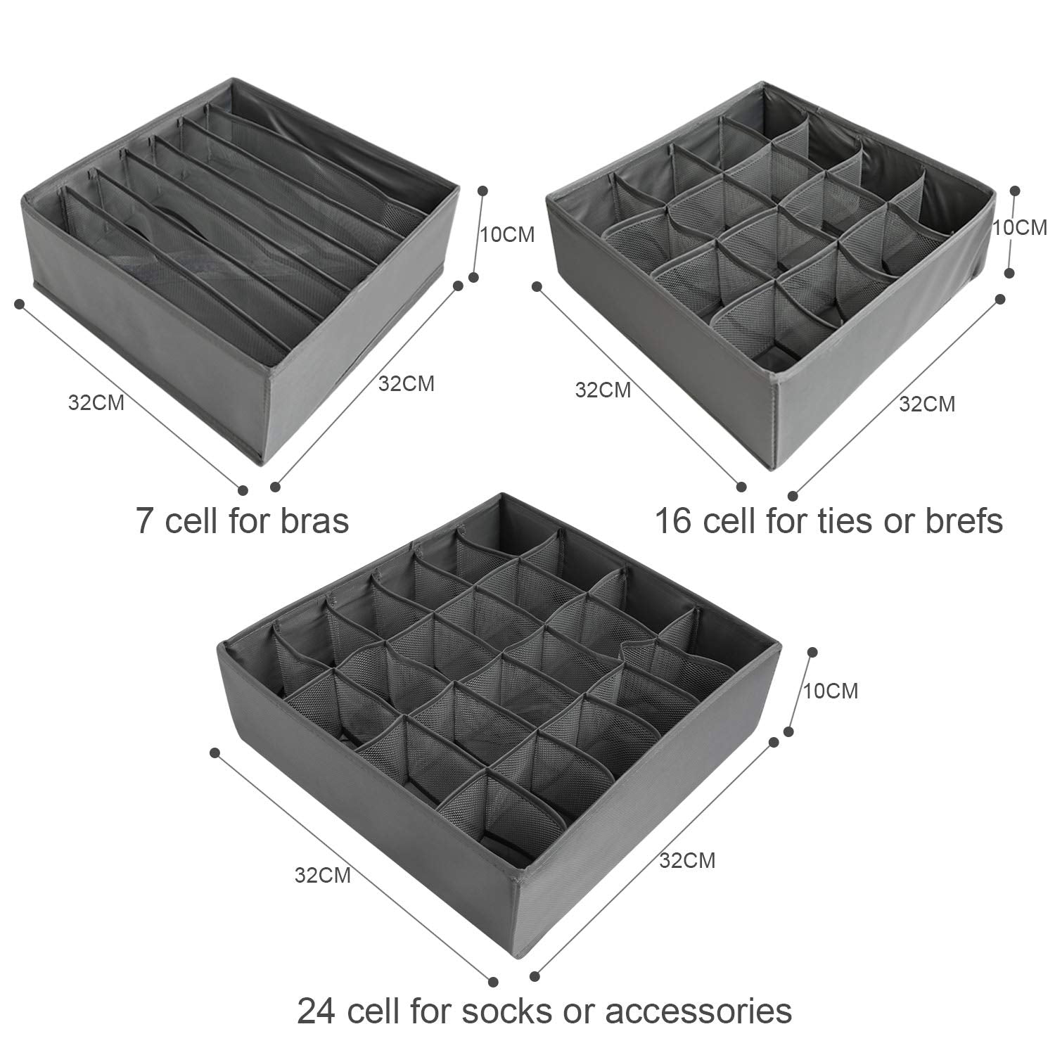 NEWSTYLE Cassetto Organizer per Biancheria Intima,Set di 3 Armadio –